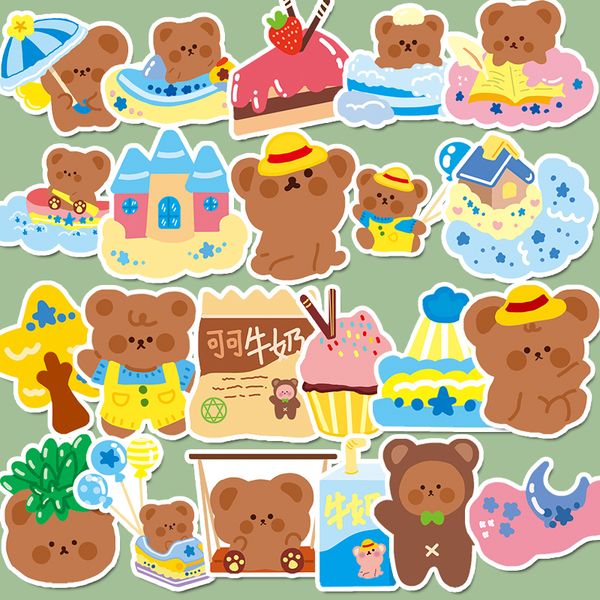 Korean ins cute bear hand account sticker Skin Protectors water cup suitcase mobile phone notebook decoration cartoon
