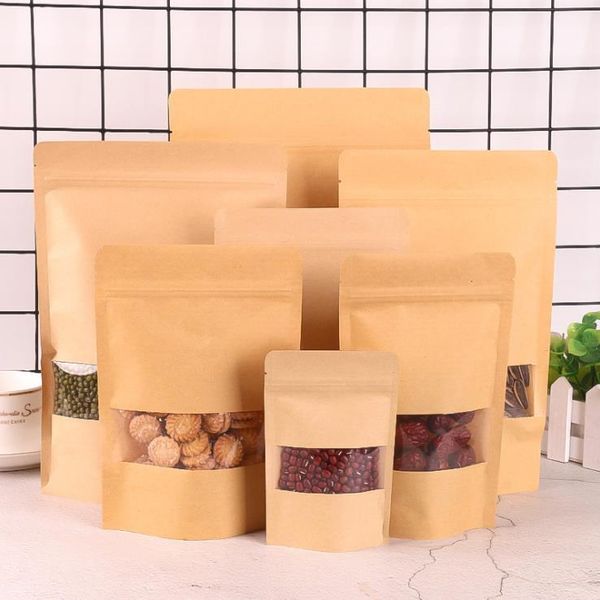 2021 Food Moisture-proof Bags Kraft Paper with Aluminum Foil Lining Stand UP Pouch valve Packaging seal Bag for Snack Candy Cookie Baking