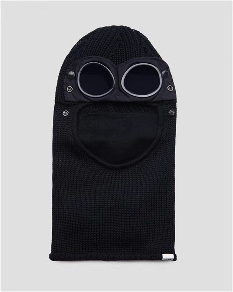 3 colors Two lens windbreak hood beanies outdoor cotton knitted windproof men face mask casual male skull caps hats