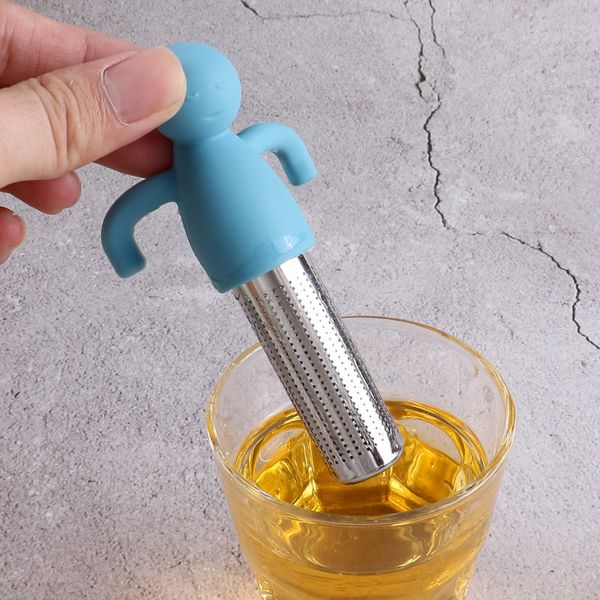 Silicone Stainless Steel Humanoid Tea Strainers Filter Leakage Infuser Cup Decoration Creative Ornament Gadgets Lazy Tealeaf Diffuser DH5786