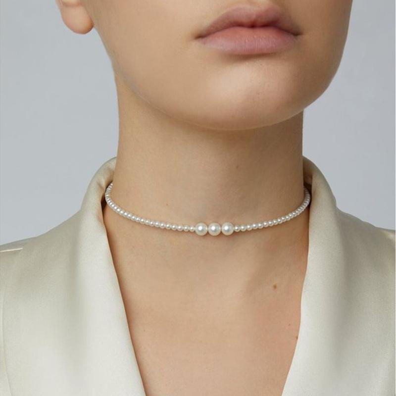 Chokers ALYXUY Classic Pearl Choker String Beaded Heart Pendant Elegant French Retro Necklace Fashion Jewelry Accessories Gift