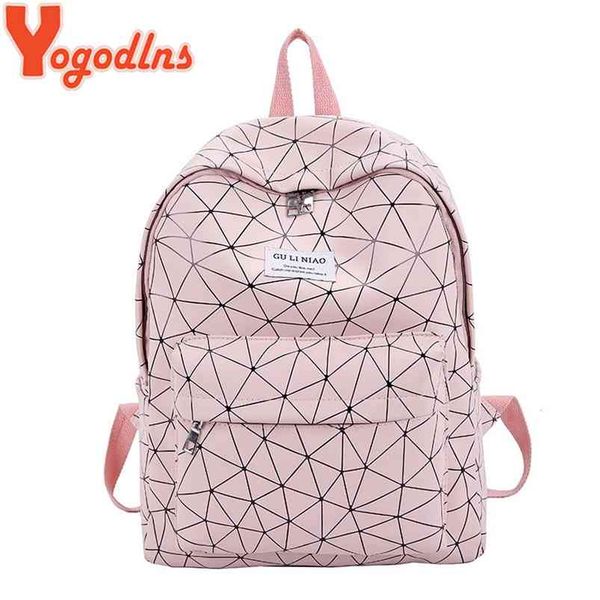 Yogodlns Geometric Holographic Backpack Travel Men Women Backpacks PVC Laser Shoulder Bag student school backpack casual 210922