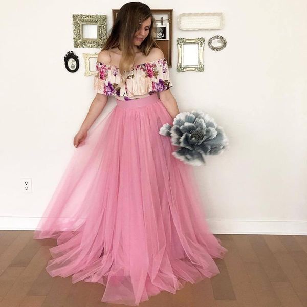 Skirts Sweet Pink Long Tulle Tutu Skirt Womens Floor Length Sweep Train Maxi Bridesmaid Prom Party Faldas Mujer Moda