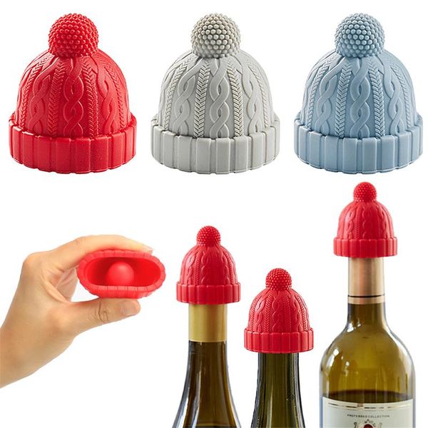 Woolen Cap Silicone Wine Bottle Stopper Creative Hat Shaped Wine Stopper Fresh-Keeping Sealed Lid Preservative Stopper Kitchen Gadgets