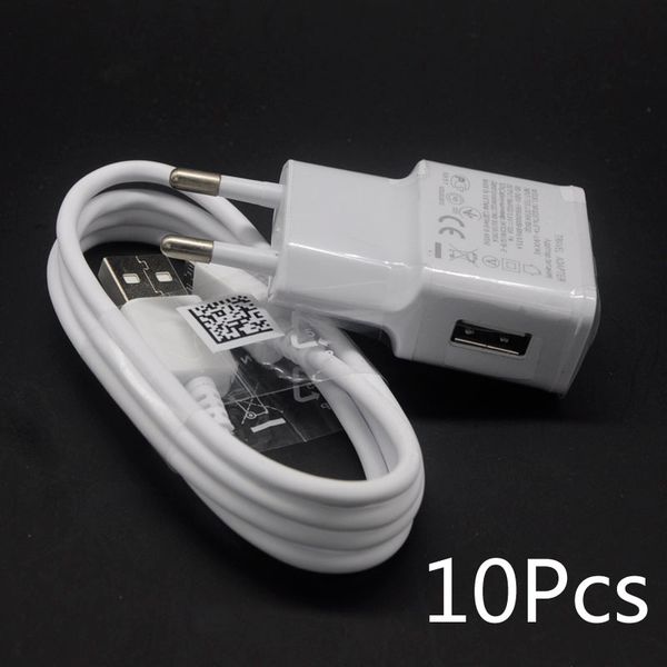 Cell Phone Chargers 10PCS-lot 5V 2A EU Plug Wall Travel USB Charger Adapter + Micro USB Cable For Samsung galaxy S5 S4 S6