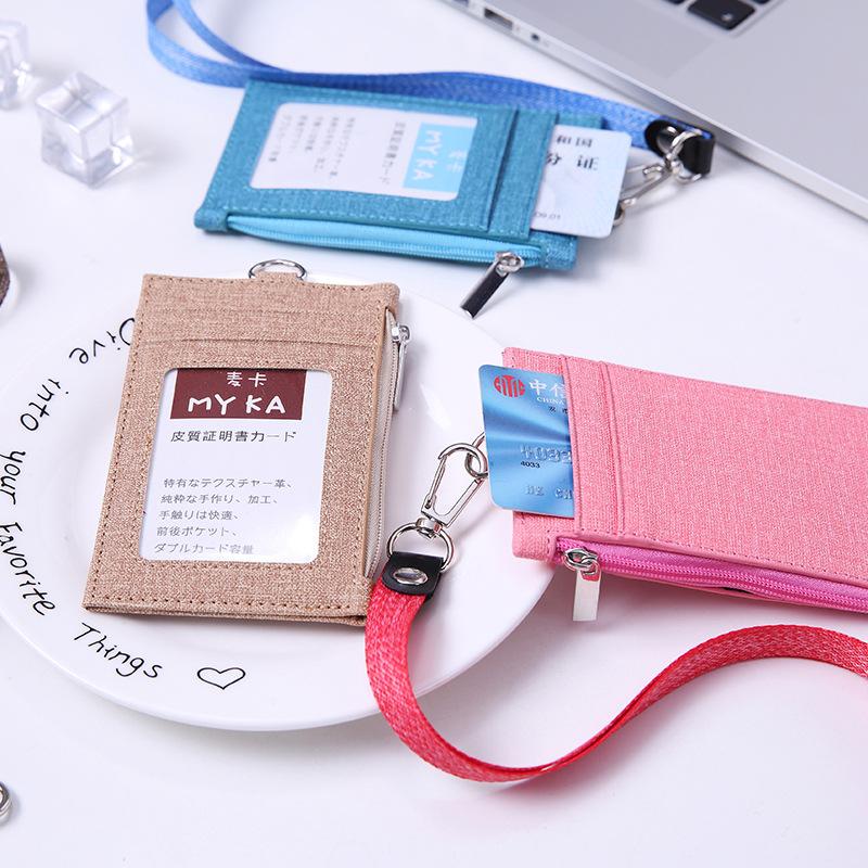 Card Holders 1pc Neck Strap Lanyard Cover Name Badge Bag With Bank Credit ID Slot Bus Business Holder Wallet Coin Purse