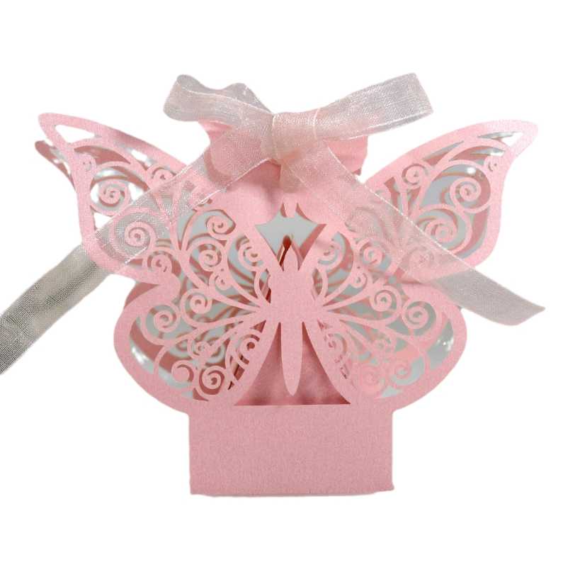 Gift Wrap 100PCS-Packs Pink Laser Hollow Chocolate Wedding Candy Box Reflective Gold Butterfly Packaging Carton