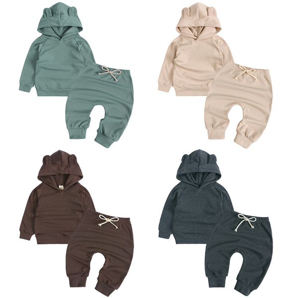 Roupas de roupas roupas de bebê meninos meninas esportes de roupas infantis calças de moletom 2pcsconjunto Spring Autumnwear Sportswear alg