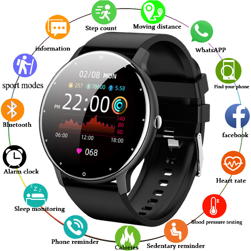 2022 New Smart Watch Men Real-time Activity Tracker Heart Rate Monitor Sports Women Smartwatch Woman Clock Wrist watches For Android IOS Cell Phone