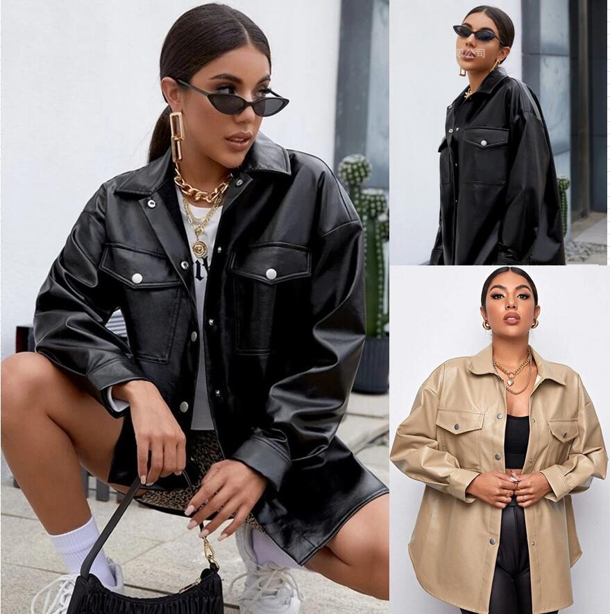 Womens Faux Leather designer woman jackets coats loose Teddy casual jacket coat Blend Outerwear top streetwear Punk Style Windbreaker hip hop plus s