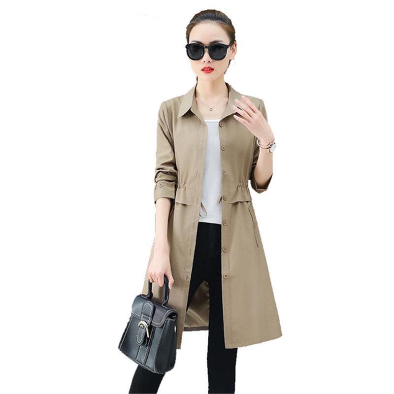Women&#039;s Trench Coats Plus 2X Thin Coat Women Elegant Overcoat Big Size Windbreaker Female Spring Nine-sleeved Casual Outerwear Casaco Femini