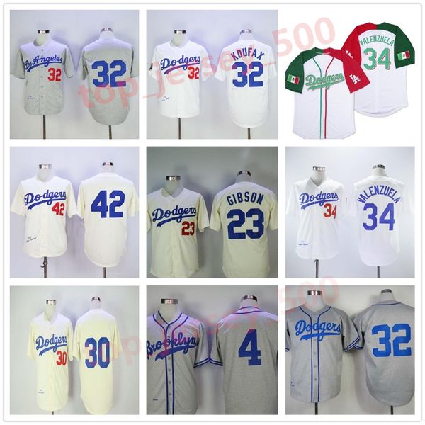 Men Women Youth Vintage Jerseys 42 Jackie Robinson 4 Babe Herman 23 Kirk Gibson 32 Sandy Koufax 34 Fernando Valenzuela 30 Maury Wills Retro