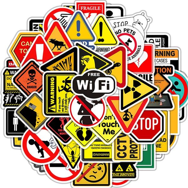Warning Stickers Danger Banning Sticker Skateboard Fridge Guitar Laptop Motorcycle Travel Classic Toy Car Refrigerator DIY Decals