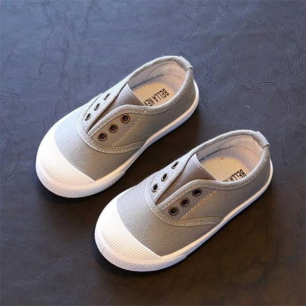 Spring Summer Kids Shoes For Boys Girls Insole 13.5-18CM Candy Color Children Casual Canvas Sneakers Soft Fashion 211022