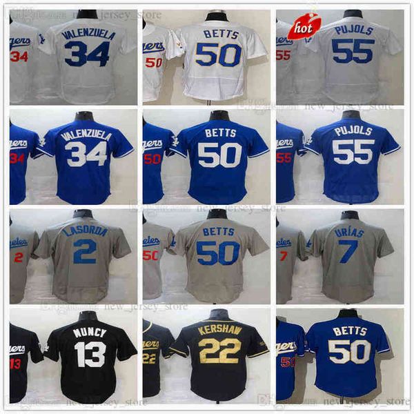 2022-22 Stitched Mens Women Youth Kids Baseball Jerseys Lasorda Seager Urias Turner Muncy Hernandez Buehler Koufax Bauer Pujols Betts