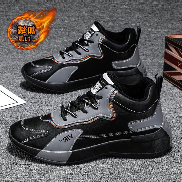 Winter Men&#039;s Shoes 2021 New Sports and Leisure Versatile Waterproof Labor Protection Dad Tide Plush Warm Cotton