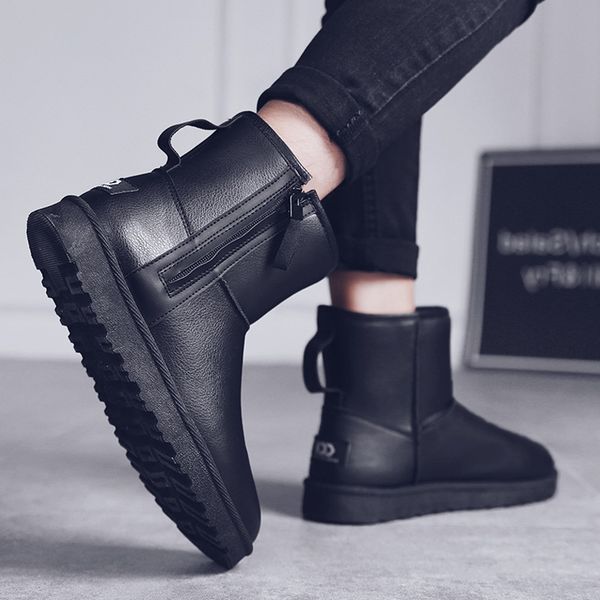 All Black Winter Shoes Plush Warm Cotton Zipper Martin Men&#039;s Bread Waterproof Northeast Snow Boots