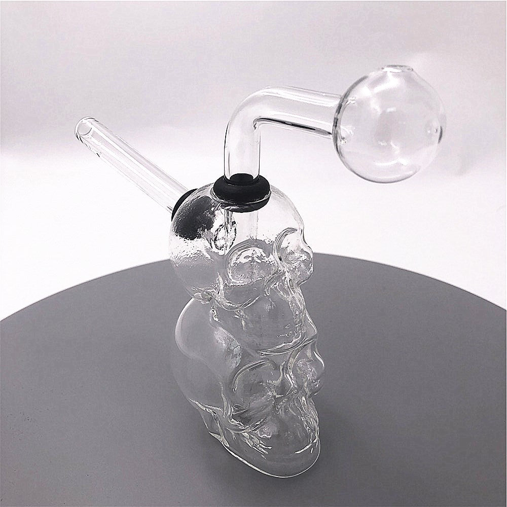 Mini Hookahs Double Layered Skull Glass Oil Burner Bubblers