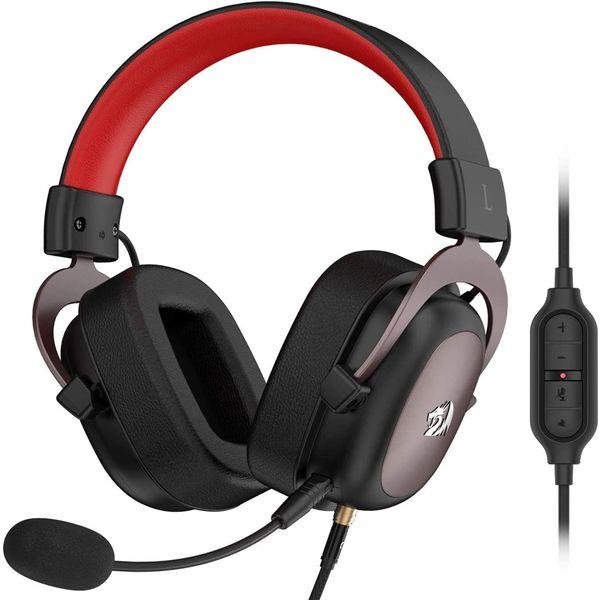 REDRAGON H510 Zeus Cable Game Headphones 7.1 surround sound memory foam ear cushion, detachable microphone headphones, for PC, PS4-3 and Xbo