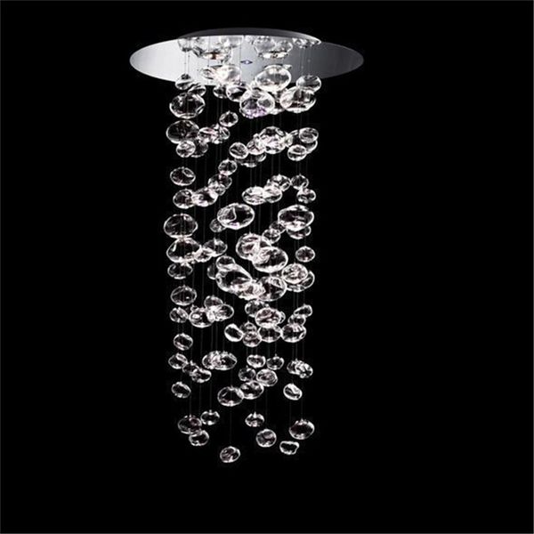 Contemporary Indoor Clear Glass Bubble Pendant Lamp Luxury Designer LED Round Crystal Chandelier for Staircase Living Room Art Decoration Cu