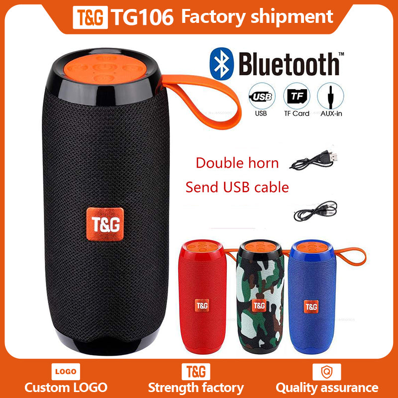 TG106 Bluetooth Portable Speaker Double Horn Mini Outdoor Waterproof Subwoofer Wireless Speakers Support TF USB Card FM Radio