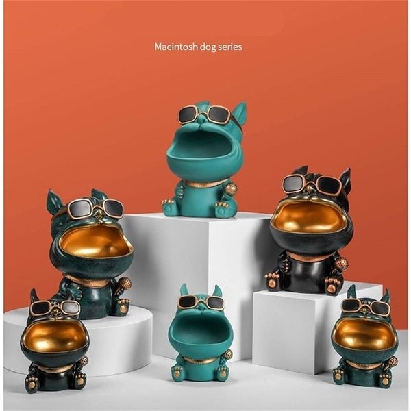 Creative Cool Dog Statue Big Mouth Storage Box Desktop Sundries Organizer Candy Key Phone Container Home Ornaments 211108