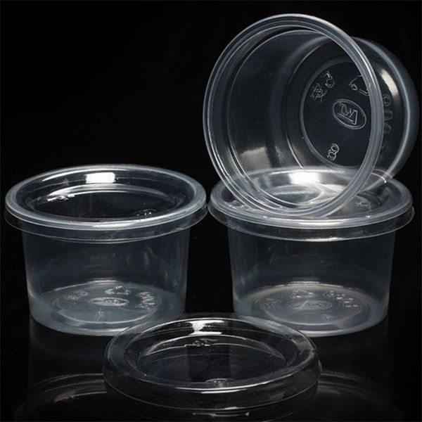 50Pcs Disposable Cups Set Of 150ml Sauce Container Pot Jello S Cup Slime Storage with Lid for Ketchup 211110