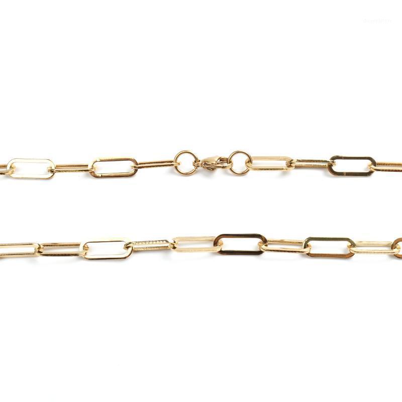 Chains Punk Style Stainless Steel Paperclip Link Cable Chain Necklace Oval Gold-Silver Color Women Party Choker Jewelry Gift 1PC