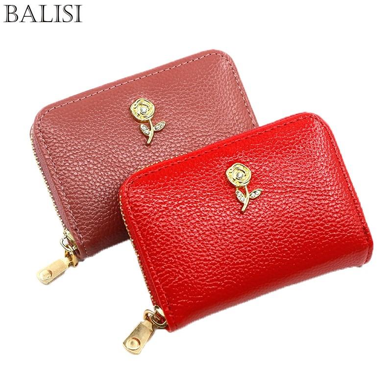 Card Holders Women&#039;s Holde Genuine Leather Purse For Cards Case Wallet Id Bank Women Cardholder Pasjeshouder Mannen