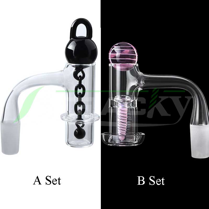 Beracky Two Styles Full Weld HALO Smoking Terp Slurper Quartz Banger With Glass Chains Cap Marble Screw Set 20mmOD Seamless Beveled Edge Blender Nai