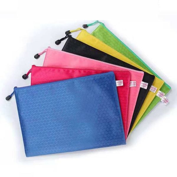 Filing Supplies ZL0289sea A4 PVC Oxford Cloth Document Bag Waterproof Zipper Grid File Storage Bags Stationery Document Pouch Files Sorting