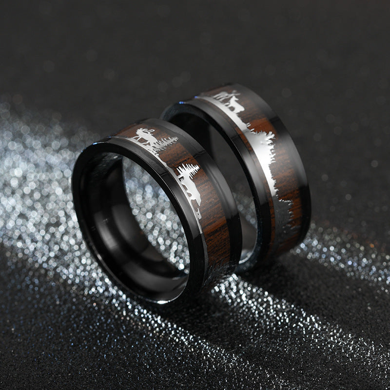 Christmas Gifts Accessories Wholesale Jewelry Black Wood Fashion Grain Deer Ring Christmas Gift Ring Should Be