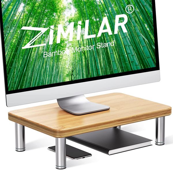 Monitor Stand Riser, Bamboo Computer Monitor Riser for Desk, Durable Riser Stand for Laptop, PC Screen, Printer, iMac, Home Office Desk Stan