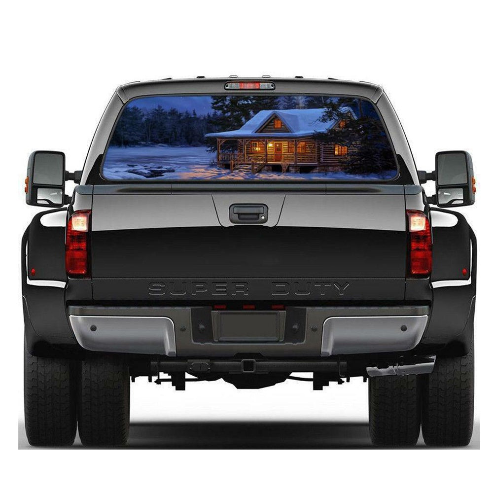 1PC Winter Cabin Rear Window Graphic Decal Car Truck SUV Wallpaper mural Wall Print Sticker