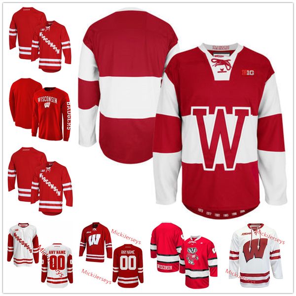 NCAA Wisconsin Stitched Hockey Jersey 10 Bob Johnson 2 Jamie McBain 23 28 Rene Bourque 8 Joe Pavelski 6 Justin Schultz 10 Mark Johnson 1 Bri