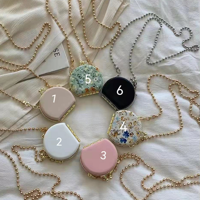Designers Necklace Clutch Bags Crossbody Bead chain Mirror Bags Fashion Stlye For Lady Coin Alloy Purse Flower Grid Packs Lipstick Cute Box Party Gr