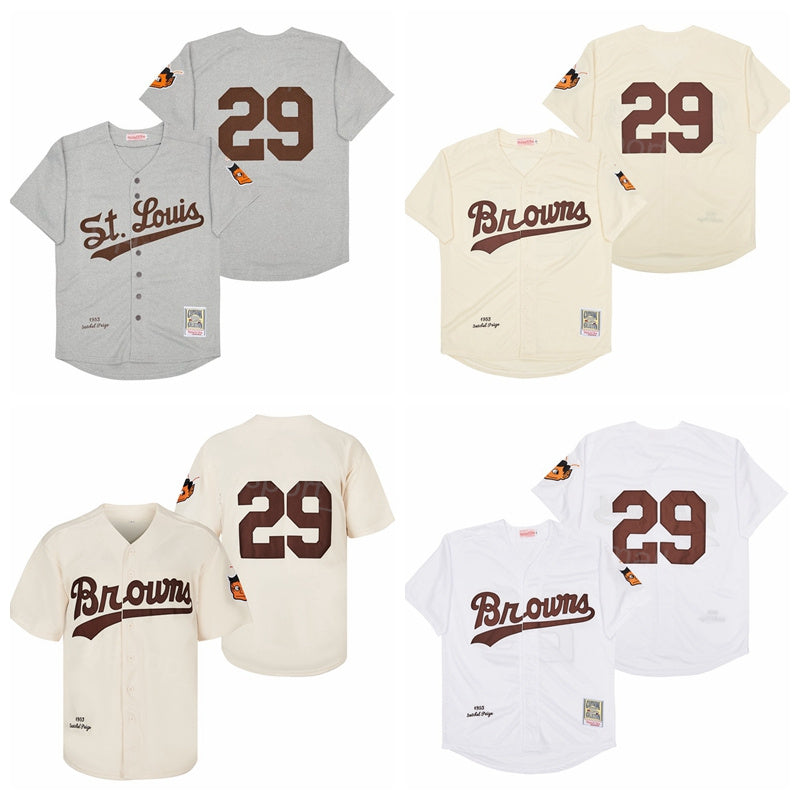 Men 1953 Vintage Baseball 29 Satchel Paige Retro Jersey White CREAM GREY Team Color Embroidery And Sewing Cool Base Retire Cooperstown For Sport Fan