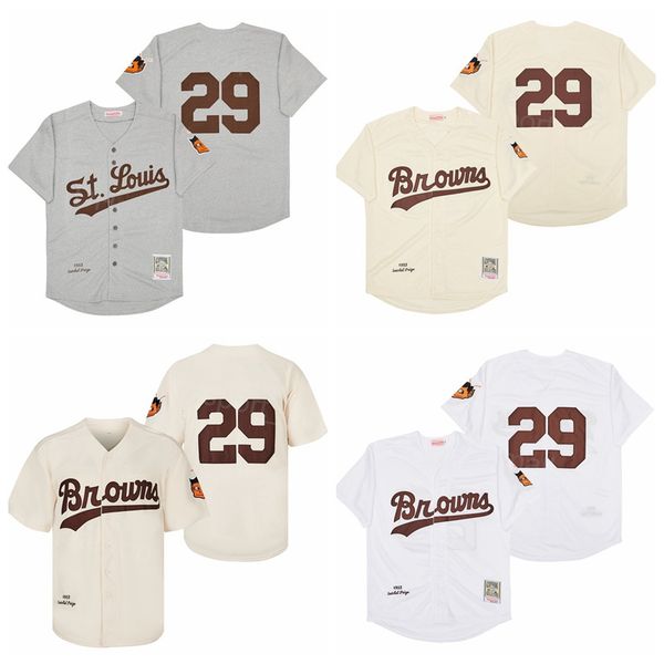 Men 1953 Vintage Baseball 29 Satchel Paige Retro Jersey White CREAM GREY Team Color Embroidery And Sewing Cool Base Retire Cooperstown For S