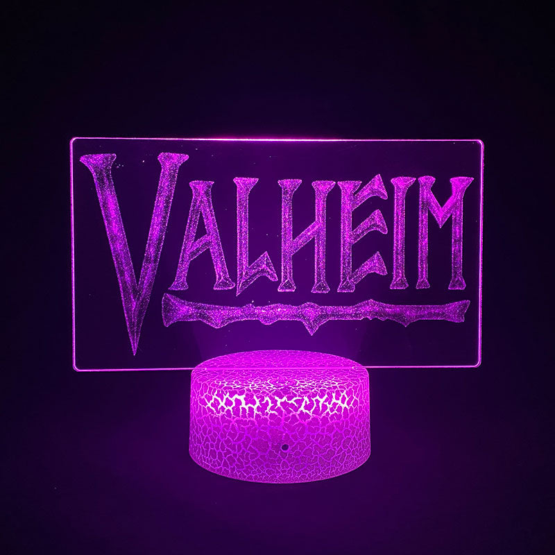 Game 3D LED Picture Lamp Night Light Valheim Logo Gaming Room Alarm Clock Base Bedside Baby Table Nightlight Birthday Gift