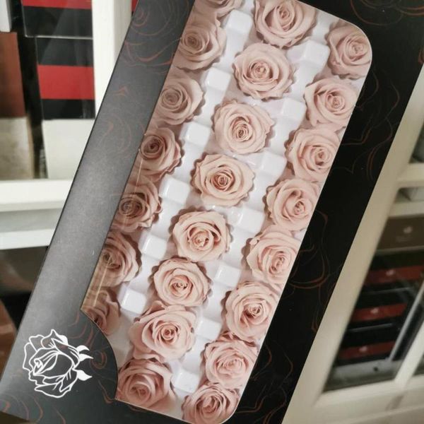 2-3CM-24pcs Preserved Rose Flower Head DIY Eternal Roses For Wedding Party Display Decoration Romantic Gift Box Level B Decorative Flowers &