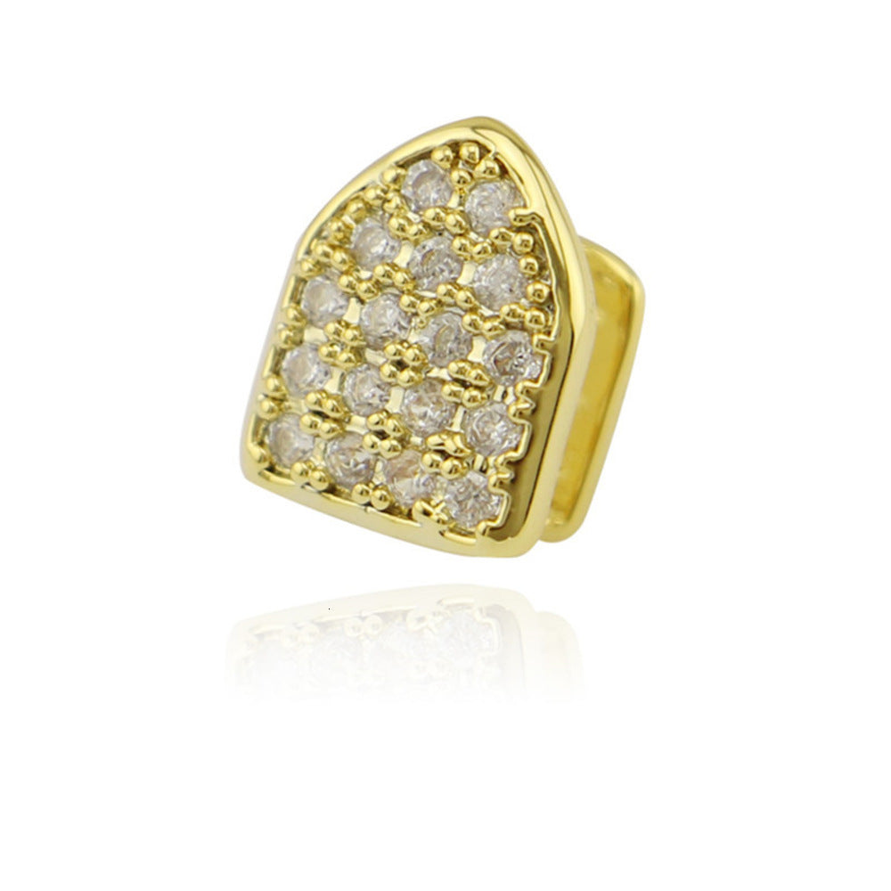 4A micro zircon hip hop braces 18K Gold Plated Vampire Fangs Halloween party diamond inlaid dentures grills