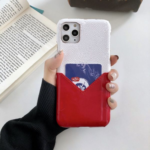 Designer Phone Cases for iPhone 15 15pro 14 14pro 14plus 13 13pro 12 11 pro max Xs XR Xsmax Patent Leather Card Holder Cellphone Cover with