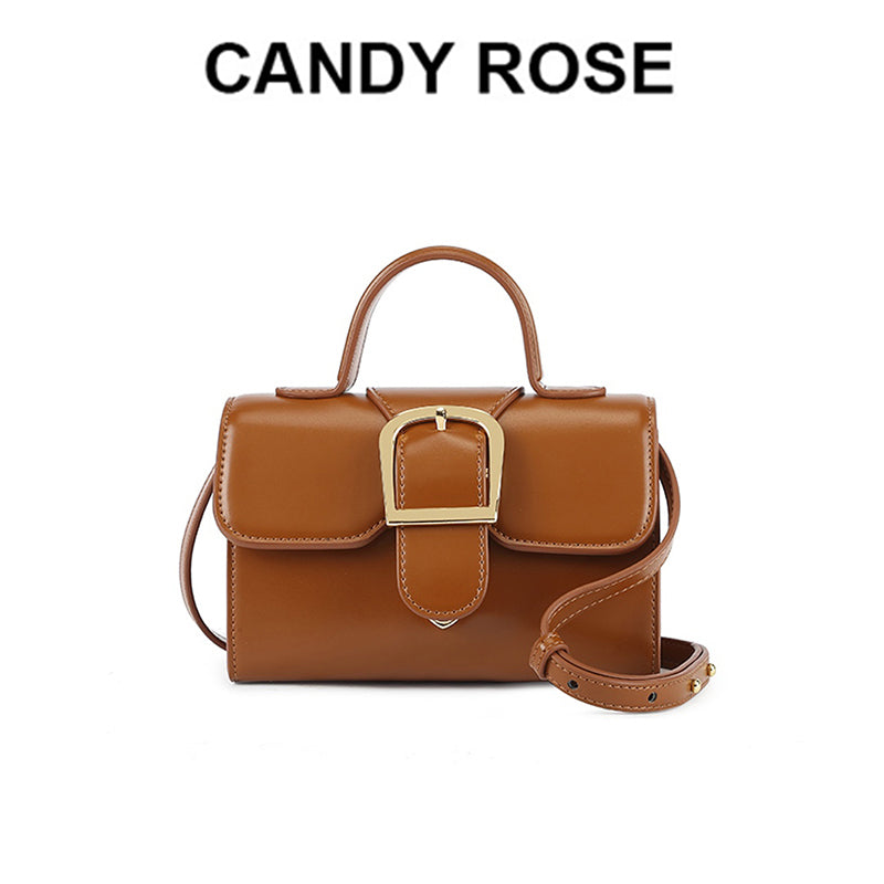 HBP CandyRose hand bag website authentic CR hooves buckle color matching canvas leather stitching inclined bag, female, 2021