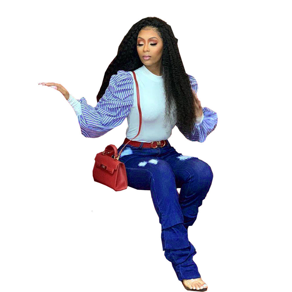 Beautlful Women y Long Sleeves T Shirts Ruffles O Neck Tops Fashion Office Lady Casual Daily Girls Tees Spring Real Picture