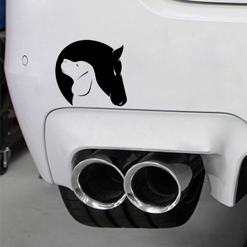 12.7CM*11.8CM Dog And Horse Friendship Love Animals Decor Car Vinyl Decal Stiker Black