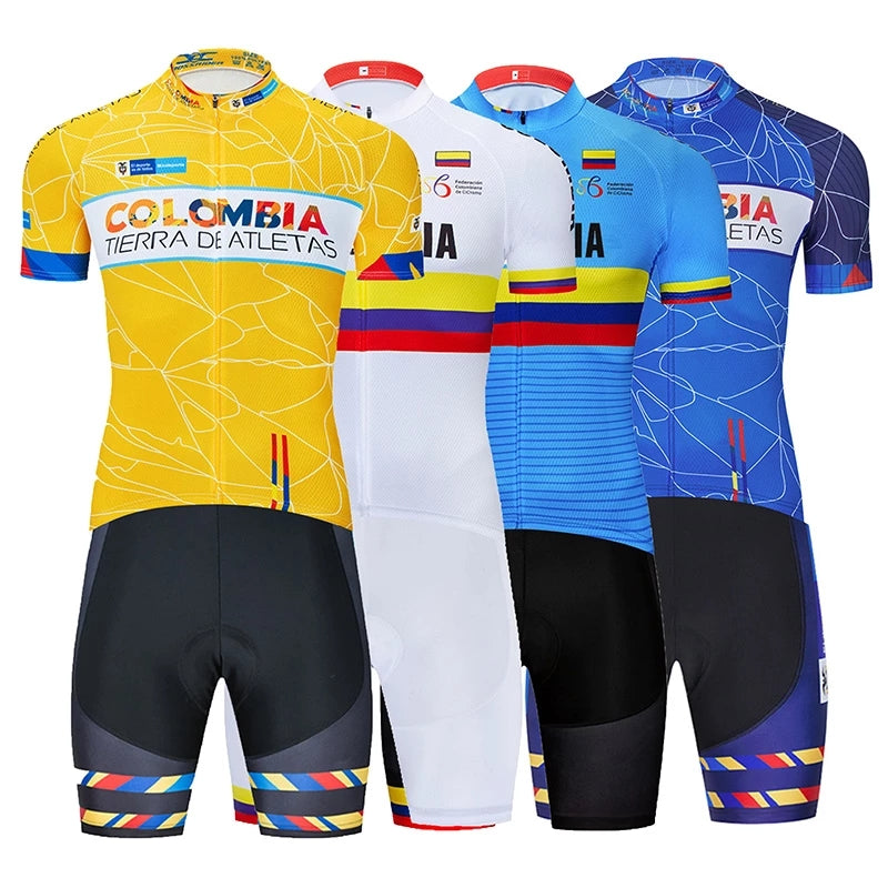 2025 Colombia Cycling Team Jersey Bike Shorts Bib Set Ropa Ciclismo MenS MTB Shirt Summer Pro Bicycling Maillot Bottom Clothing