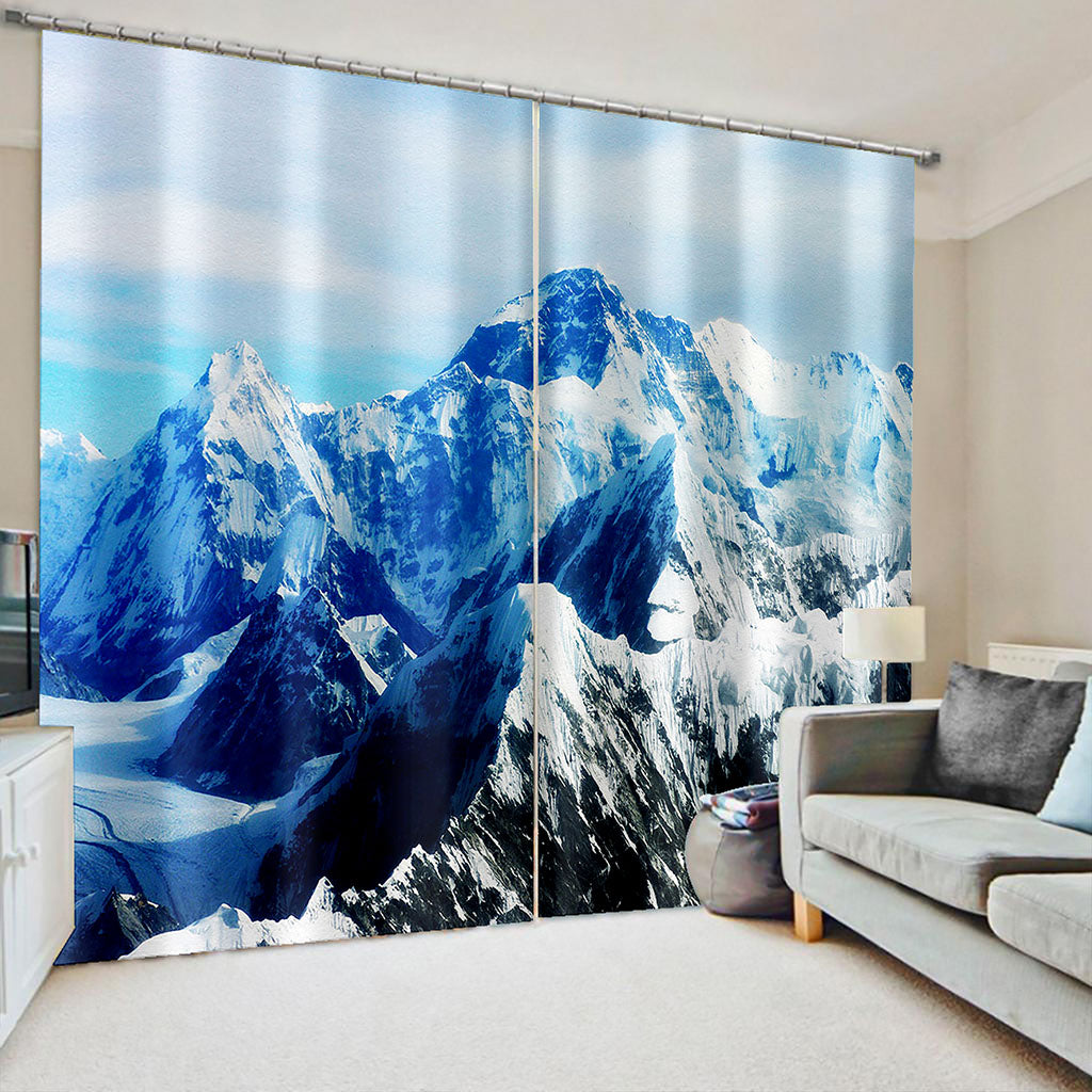 Custom blue snow mountain curtain 3D Window Curtains For Living Room Bedroom Drapes Cortinas
