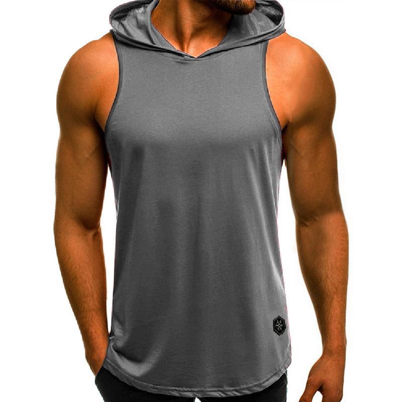Men&#039;s Tank Tops Fashion Hooded Hoodie Sleeveless Male Bodybuilding Workout Top Muscle Fitness Gym Clothing Summer K1LJ