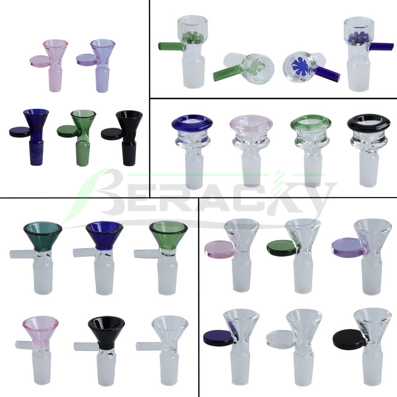 Beracky 5 Styles Funnel Martini Snapper Diamond Snowflake glass bowl 14mm 18mm Male Glass Smoking Bowl Heady Bong Bowls Piece For Dab Rigs Water Pip