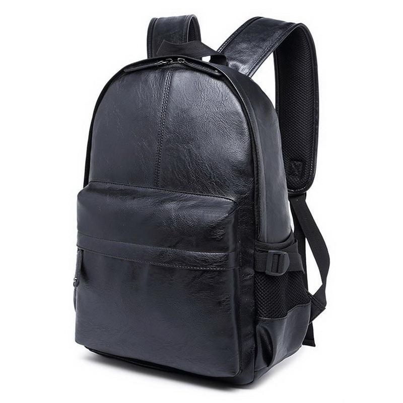 Casual Leather Book Bag Male Black Backpacks Men Backpack School Fashion Waterproof Travel